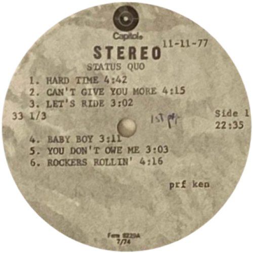 ROCKIN' ALL OVER THE WORLD Acetate Label 2 Label