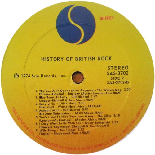 HISTORY OF BRITISH ROCK Label - Disc 1 Side B