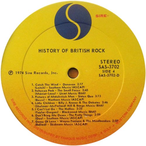HISTORY OF BRITISH ROCK Label - Disc 2 Side B