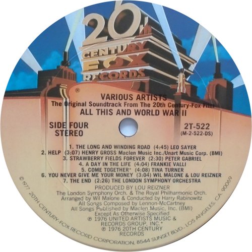ALL THIS AND WORLD WAR II Label - Disc 2 Side B