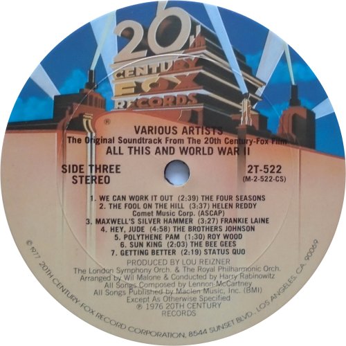 ALL THIS AND WORLD WAR II Label - Disc 2 Side A