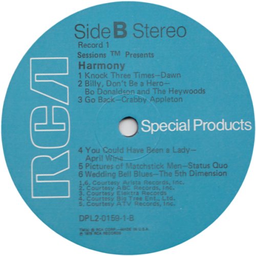 SESSIONS PRESENTS HARMONY Label - Disc 1 Side B