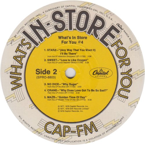 WHAT'S IN STORE FOR YOU Label Side B
