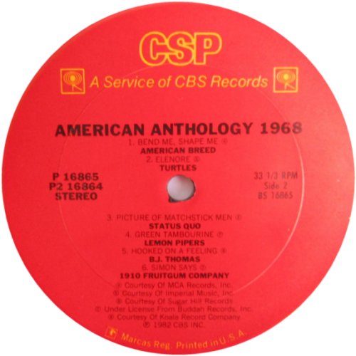 AMERICAN ANTHOLOGY 1968 Label - Disc 1 Side B