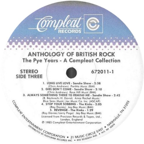ANTHOLOGY OF BRITISH ROCK: THE PYE YEARS Label - Disc 2 Side A