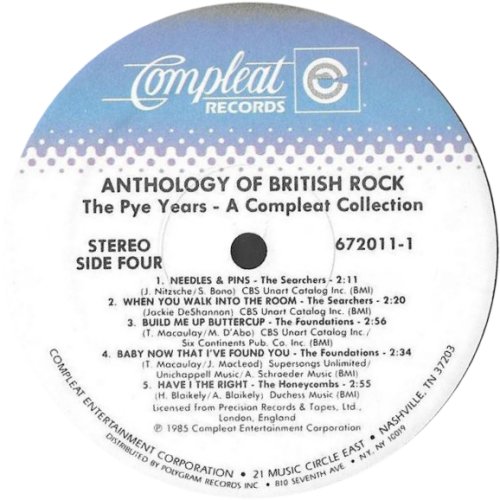 ANTHOLOGY OF BRITISH ROCK: THE PYE YEARS Label - Disc 2 Side B
