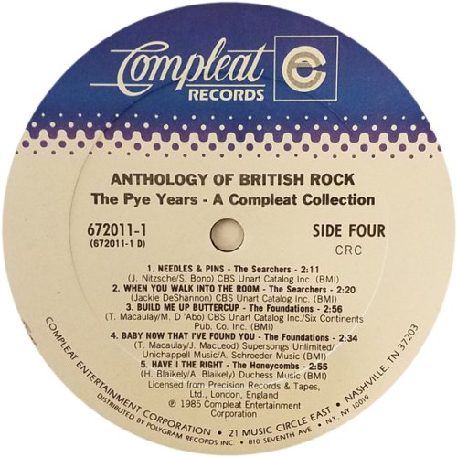 ANTHOLOGY OF BRITISH ROCK: THE PYE YEARS Label - Disc 2 Side B