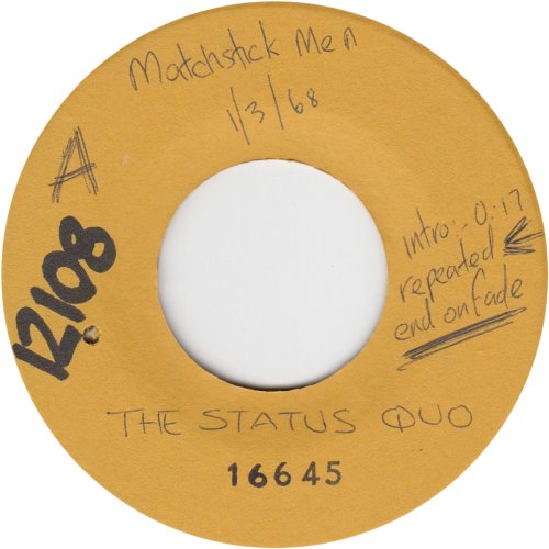 PICTURES OF MATCHSTICK MEN Promo (yellow label) Side A